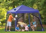 ShelterLogic 10x10 Slant Leg Popup Canopy - Blue Cover & Screen Kit w/Blue Roller Bag