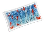 Peggy Karr Glass 10-Inch Rectangular Winter Cardinals Tray