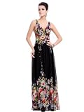 Ever Pretty Sexy Double V-neck Floral Printed Chiffon Evening Dress 09636