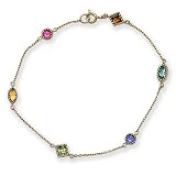 14k Yellow Gold Multi-Gemstone Station Bracelet, 7.5