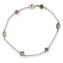 14k Yellow Gold Multi-Gemstone Station Bracelet, 7.5"