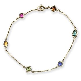 14k Yellow Gold Multi-Gemstone Station Bracelet, 7.5 by Amazon.com Collection
