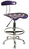 Vibrant Violet and Chrome Bar Stool Height Drafting Stool with Tractor Seat [LF-215-VIOLET-GG]