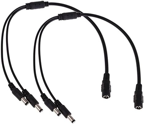 TonLong 2pcs 1 to 2 DC Power Cable 5.5x2.1mm 1 DC Female to 2 male Plug for LED Strip Lights CCTV Camera