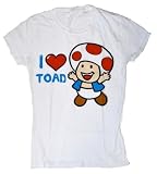 41jJ61737AL. SL160  Nintendo Mario Bros I Love Toad White Junior T shirt