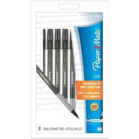 Paper Mate Write Bros. Grip Stick Medium Tip Ballpoint Pens, 8 Black Ink Pens(8808587)