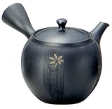 常滑焼 光風黒丸紅葉帯網急須 F1062