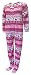 Hello Kitty Pink Nordic Stripes Fleece Gripper Bottom Footie Pajama for women, M