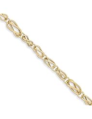 14k Polished And Textured Fancy Link Bracelet, Best Quality Free Gift Box Satisfaction Guaranteed