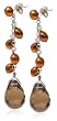 Bronze Dyed Freshwater Cultured Pearl Earrings w/ Smokey Quartz Drop Briolette