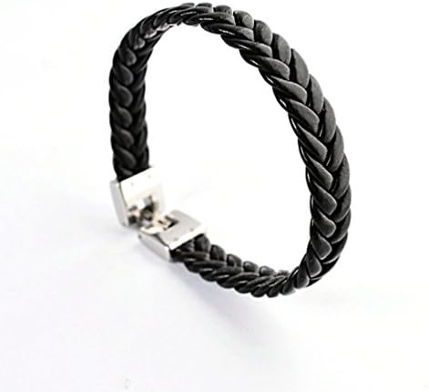 Jewelryfinds Upscale Retro Hand-Woven Christmas Gifts Men Upscale Cannabis-Type Titanium Steel Leather Bracelet