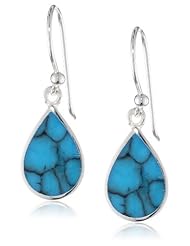 Sterling Silver Turquoise Genuine Stone Teardrop Earrings