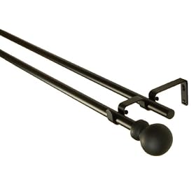 BCL Drapery Hardware, Classic Ball Double Curtain Rod, Black Finish, 28-inch to 48-inch by BCL Drapery Hardware