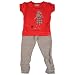 Bio Kid Designer Top & Full Bottom - Red T Shirt & Grey Melange Leggings - 2 Pcs Set Pack RS.451.00