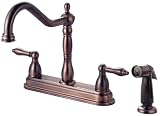 Hardware House 425801 Caspian Double Handle Kitchen Faucet with Spray Classic Bronze