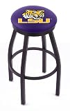 LSU Tigers Single Rung Flat Ring Black Swivel Bar Stool