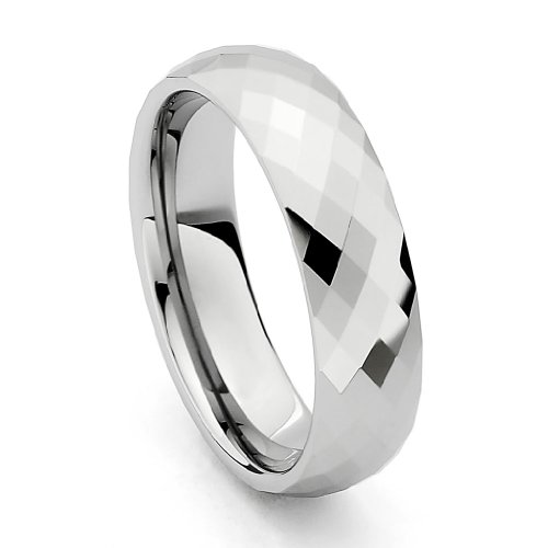 6mm Faceted Men's Tungsten Wedding Band