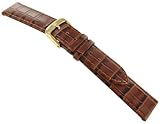 18mm Di-Model Anti-allergic Alligator Grain Semi-gloss Genuine Calfskin Brown Watch Band Bali