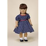 Navy Blue Polka Dot Dress. COMPLETE Outfit with Shoes. Fits 18"Dolls like American Girl®