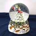 MUSICAL SNOWMAN PILOT PLANE WATERGLOBE - 100MM MUSICAL SNOWMAN PILOT PLANE AROUND THE TREE WATERGLOBE DECO. TUNE: " JOY TO THE WORLD."