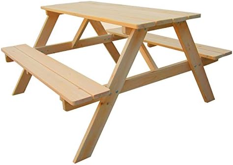 EdenHome Outdoor Indoor Wooden Kids' Picnic Barbecue Bench Study Desk Relaxing Game Table, Table &amp; Bench In One