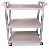 41jJWGkkYxL. SL160  RUBBERMAID Ladder Cart With Brushed Aluminum Uprights, Three Shelves, Beige