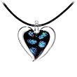 Blue Polka Dot Dichroic Heart Choker Necklace