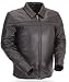 First MFG Men's Collared Leather Motorcycle Shirt Jacket. Action Back. FMM277CCFZ