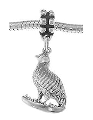 Sterling Silver Quail Bird Dangle Bead Charm