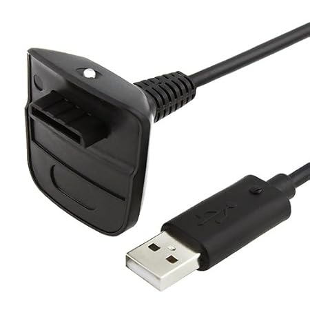 eForCity Wireless Controller Charging Cable for MicroSoft xBox 360, Black