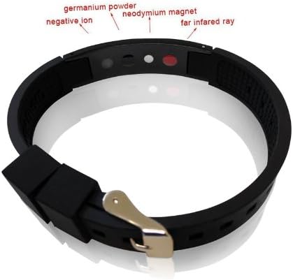 Black Ion Magnetic Power Energy 316L Stainless steel 2 Side Ambigram " Family " & "Forever " Silicone Bracelet