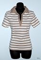 Casual Ladies Buttonless Stripe Polo Shirt: FREE SHIPPING