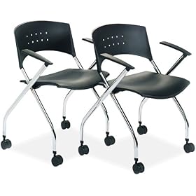 Safco 3480BL xtc. Folding Nesting Chairs with Black Plastic Seat, Two/carton