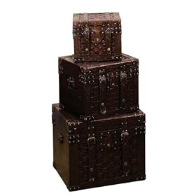 Set 3 St. Giorgio Leather N Wood Chest Trunks