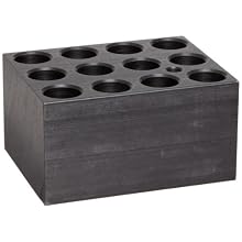 Talboys 949104 Anodized Aluminum Standard Test Tube Single Heat Block, 12 Well, 17.5mm Well Diameter, 3.75" Length x 3" Width x 2" Height, For 15/16mm Tube