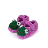 C-Princessベビーシューズ 靴 ファーストシューズキッズ 赤ちゃん 新生児 子供用 男の子 女の子 お洒落 出産祝い 手編み 毛糸 手作り ニット アニマル 超可愛い (3パープル)