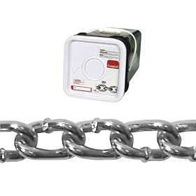 Campbell 0322026 Low Carbon Steel Twist Link Machine Chain in Square Pail in Square Pail, Zinc Plated, 2/0 Trade, 0.18" Diameter, 175' Length, 520 lbs Load Capacity