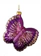Sugared Fruit Purple Glitter Glass Butterfly Christmas Ornament 3.5"