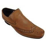 Mens Hush Puppies Brown Leather Brogue Shoes Slip On Smart Formal Brogue Shoe