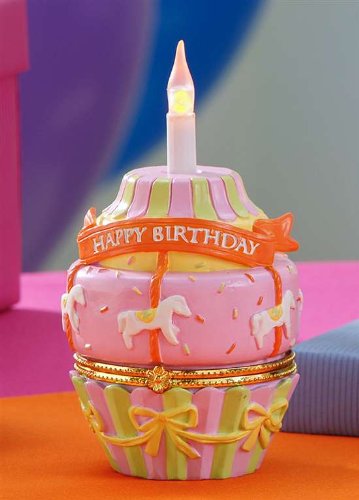 Happy Birthday Cupcake Trinket Box,Carousel