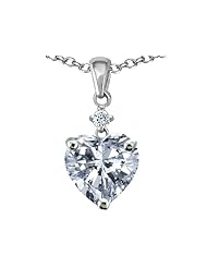 Original Star K (tm) Heart shape 8mm Genuine White Topaz Pendant in 925 Sterling Silver