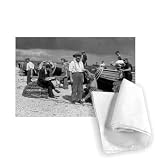 Fisherman Alf Steer being measured by Henry.. - Tea Towel 100% Cotton - Art247 - Tea Towel - 46x70cm