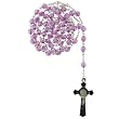 Lavender AB Bead Rosary with Faceted 7mm Round Beads and St. Benedict Cross - 32'' Necklace - 22'' Overall Length