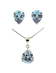 TOC 925 Sterling Silver Lilac Tear Drop Pendant and Earring Set