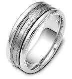 8mm Titanium and Platinum Wedding Band Ring