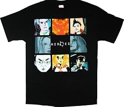 NBC Heroes Character Squares Black T-Shirt Tee