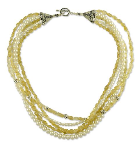 Pearl and lemon quartz Golden Kiss