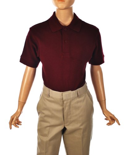 Nautica S/S Pique Polo (Sizes 4 - 7) - burgundy, 4
