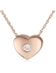 KC Designs "Peace and Love" 14k Rose Gold and Diamond (.04 ct) Heart Pendant Necklace, 16"