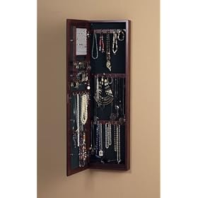 Wall Mount Jewelry Mirror - Burgundy Cherry Wall Mount Jewelry Mirror - Burgundy Cherry